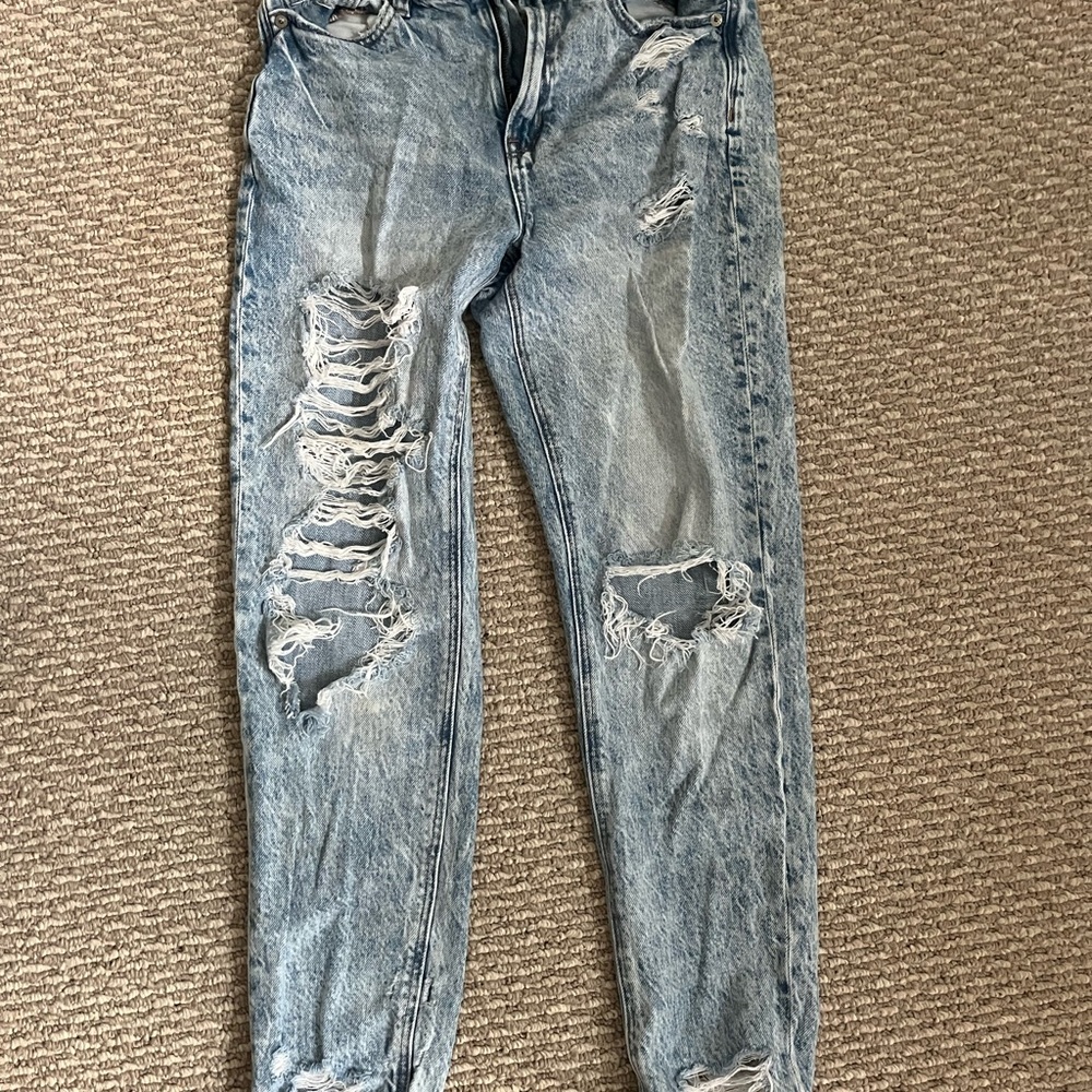 Distressed Blue Jeans